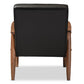Sorrento Mid-century Retro Modern Black Faux Leather Upholstered Wooden Lounge Chair FredCo