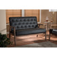 Sorrento Mid-century Retro Modern Brown Faux Leather Upholstered Wooden 2-seater Loveseat FredCo