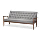 Sorrento Mid-century Retro Modern Grey Fabric Upholstered Wooden 3-seater Sofa FredCo