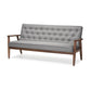 Sorrento Mid-century Retro Modern Grey Fabric Upholstered Wooden 3-seater Sofa FredCo