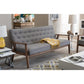 Sorrento Mid-century Retro Modern Grey Fabric Upholstered Wooden 3-seater Sofa FredCo