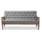 Sorrento Mid-century Retro Modern Grey Fabric Upholstered Wooden 3-seater Sofa FredCo