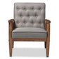 Sorrento Mid-century Retro Modern Grey Fabric Upholstered Wooden Lounge Chair FredCo