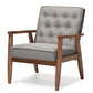 Sorrento Mid-century Retro Modern Grey Fabric Upholstered Wooden Lounge Chair FredCo