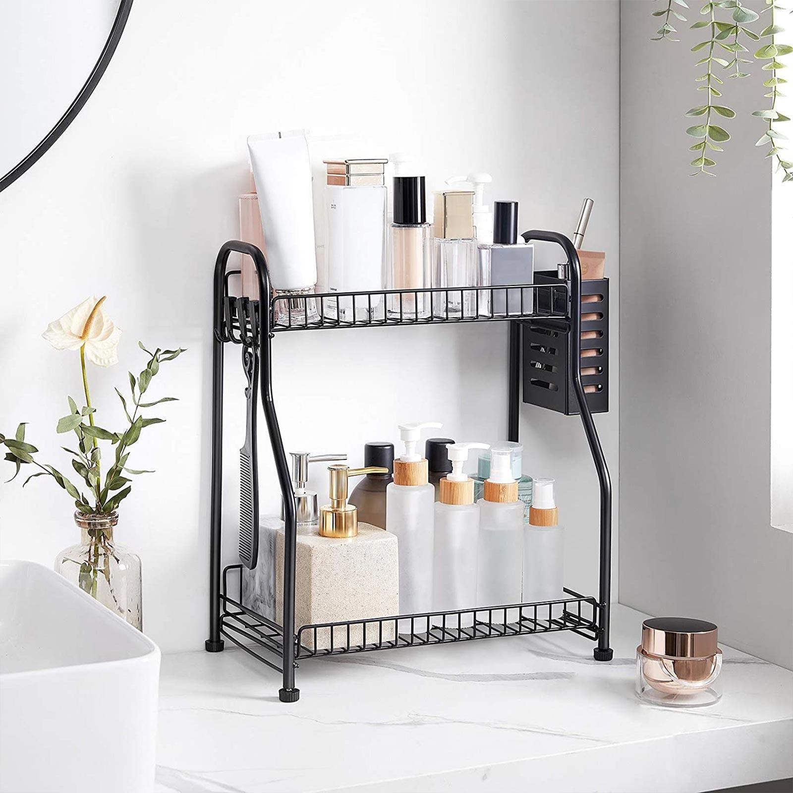 Spice Rack Black 2 Shelves FredCo