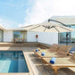Standing Offset Patio Umbrella with Base Beige FredCo