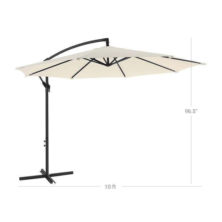 Standing Offset Patio Umbrella with Base Beige FredCo