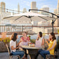 Standing Offset Patio Umbrella with Base Beige FredCo