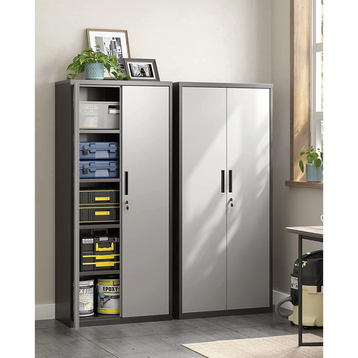 Steel Cabinet with Lock Silver 70" FredCo
