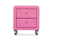 Stella Crystal Tufted Pink Leather Modern Nightstand FredCo