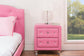Stella Crystal Tufted Pink Leather Modern Nightstand FredCo