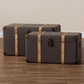 Stephen Modern and Contemporary Transitional Dark Brown Fabric Upholstered and Oak Brown Finished 2-Piece Storage Trunk Set FredCo