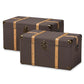 Stephen Modern and Contemporary Transitional Dark Brown Fabric Upholstered and Oak Brown Finished 2-Piece Storage Trunk Set FredCo