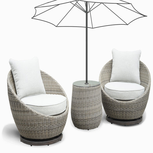 Steve Silver Cozy Outdoor Set Swivel Woven Chairs, Side Table - All-Weather Resin Wicker ADE3000 FredCo