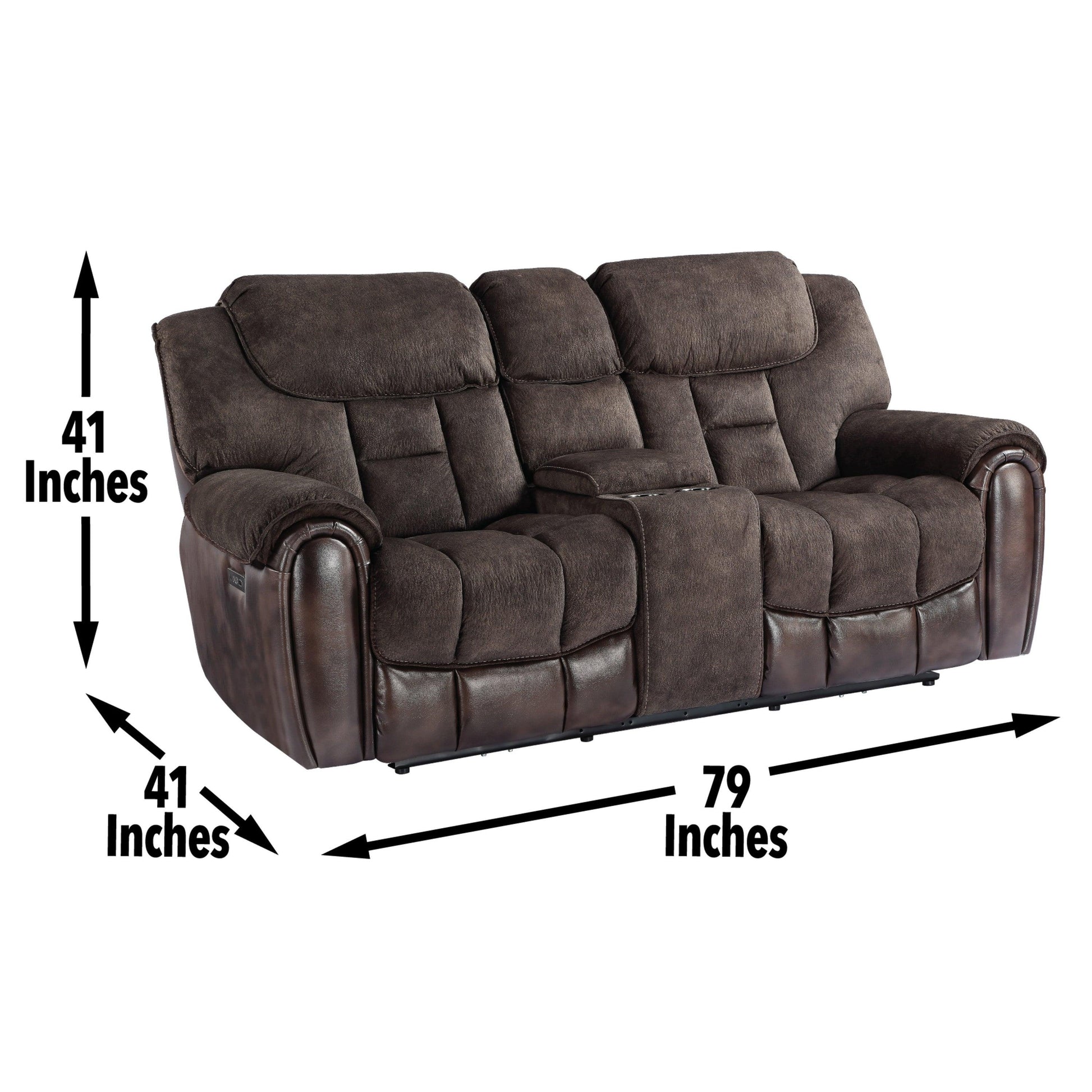 Steve Silver Easy Loveseat, Leatherette, Pop-Up Charging Station Espresso FredCo