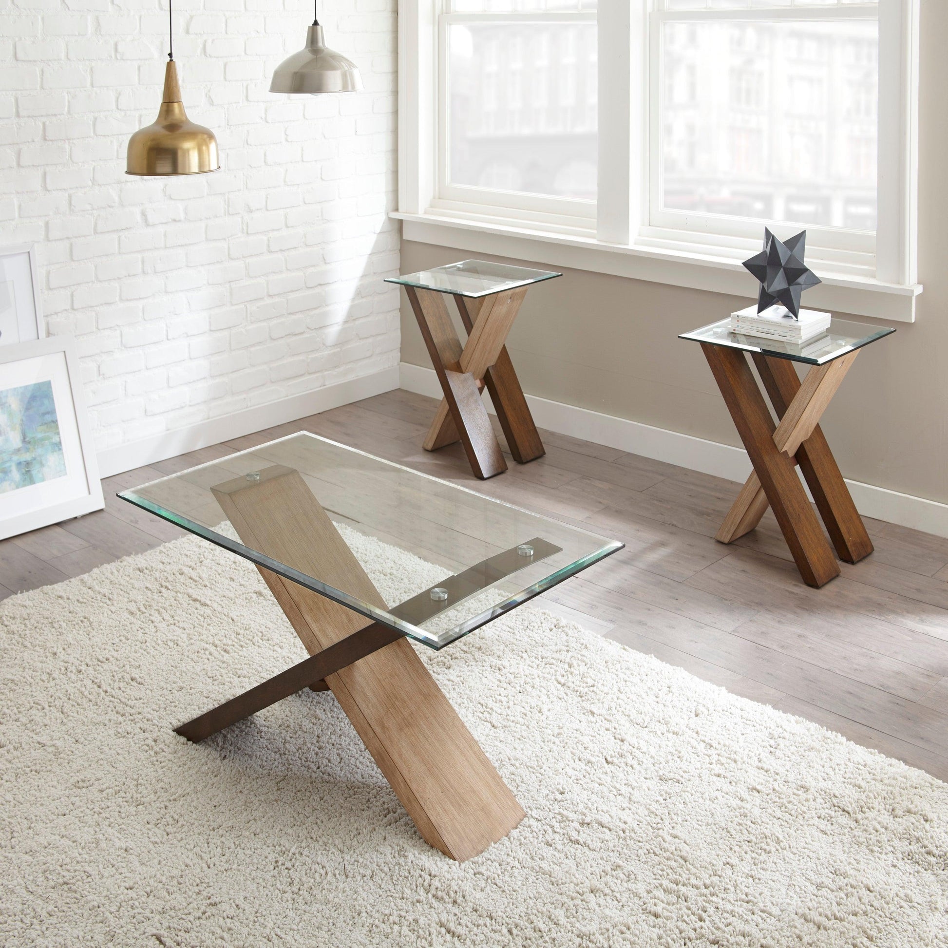 Steve Silver Modern Cross Tie End Table TA100C FredCo