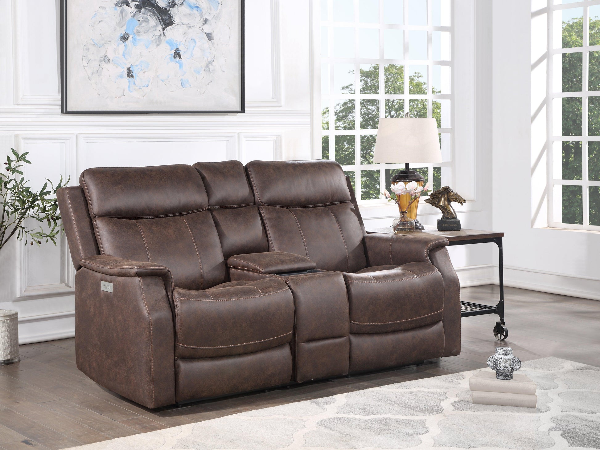 Steve Silver Tailored Power Console Loveseat VA950CLW FredCo