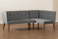 Stewart Mid-Century Modern Grey Velvet Upholstered and Walnut Brown Finished Wood 2-Piece Dining Nook Banquette Set FredCo