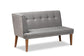 Stewart Mid-Century Modern Grey Velvet Upholstered and Walnut Brown Finished Wood 2-Piece Dining Nook Banquette Set FredCo
