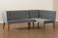 Stewart Mid-Century Modern Grey Velvet Upholstered and Walnut Brown Finished Wood 2-Piece Dining Nook Banquette Set FredCo