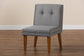 Stewart Mid-Century Modern Grey Velvet Upholstered and Walnut Brown Finished Wood Dining Chair FredCo