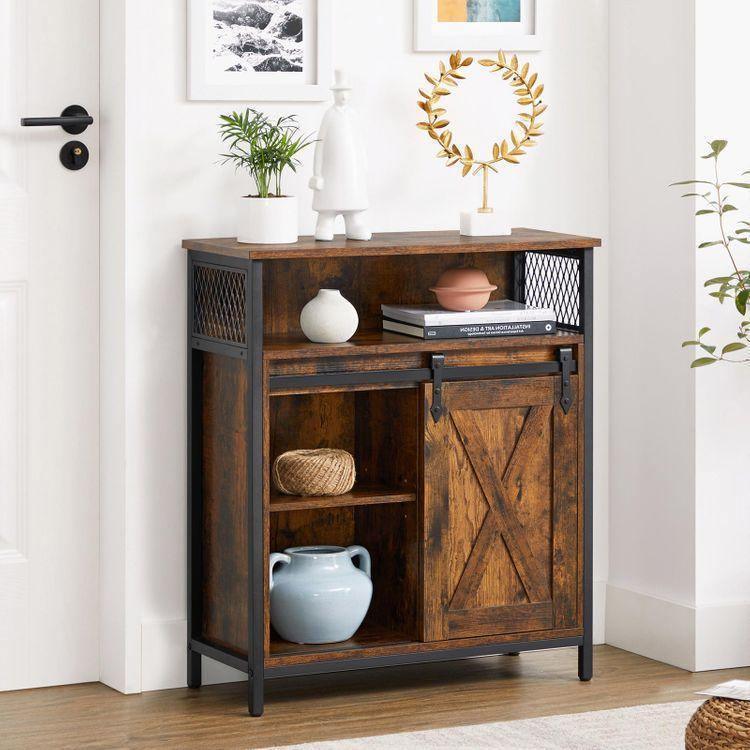 Storage Cabinet Rustic Brown and Black FredCo