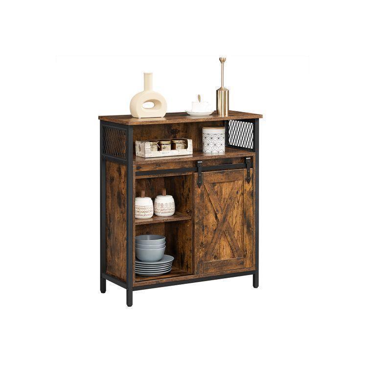 Storage Cabinet Rustic Brown and Black FredCo