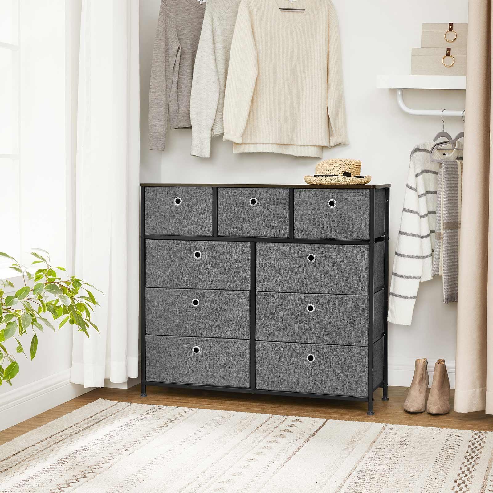 Storage Chest Cabinet Dresser Dark Gray FredCo