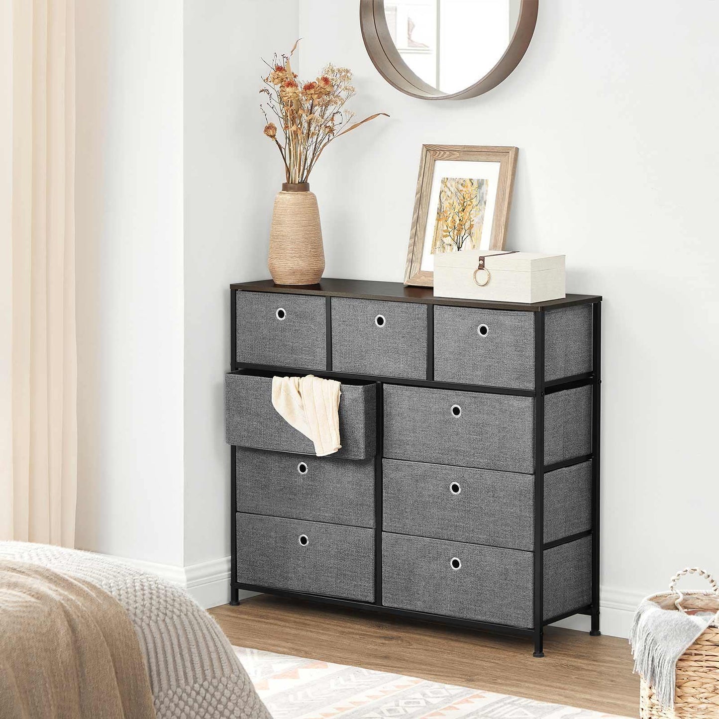 Storage Chest Cabinet Dresser Dark Gray FredCo