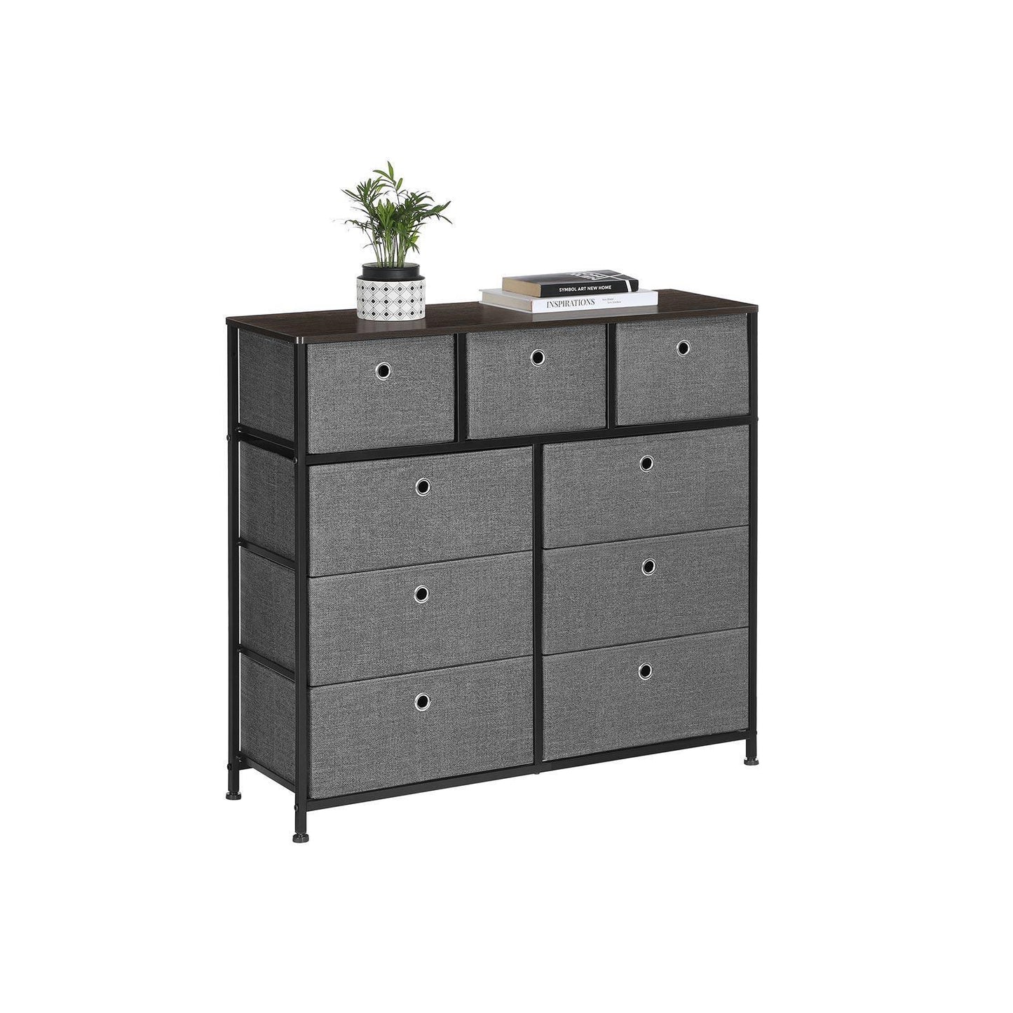 Storage Chest Cabinet Dresser Dark Gray FredCo