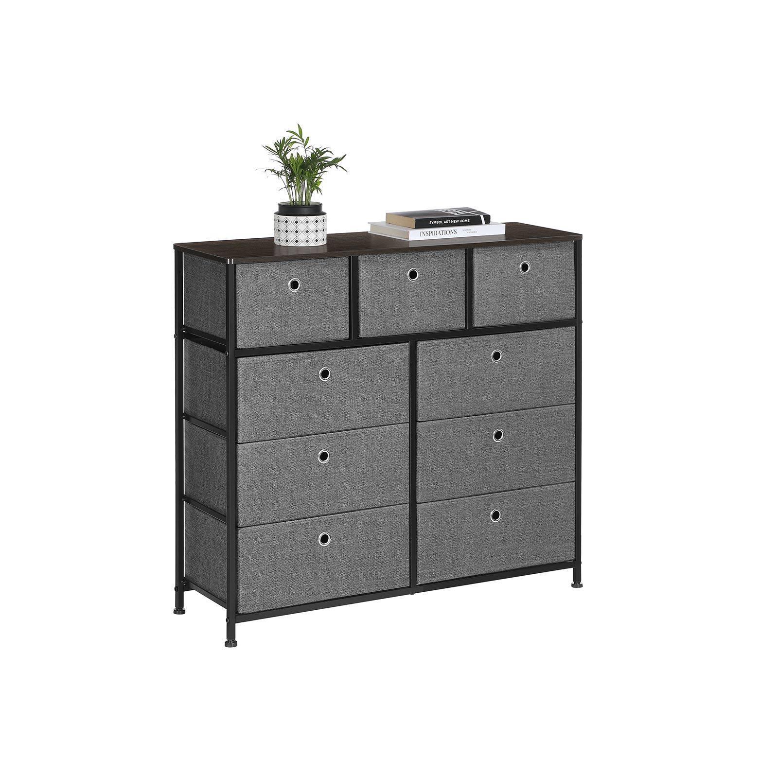 Storage Chest Cabinet Dresser Dark Gray FredCo
