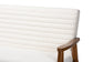 Stratton Mid-Century Modern Cream Boucle Fabric and Walnut Brown Finished Wood Loveseat FredCo