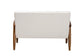 Stratton Mid-Century Modern Cream Boucle Fabric and Walnut Brown Finished Wood Loveseat FredCo