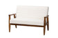 Stratton Mid-Century Modern Cream Boucle Fabric and Walnut Brown Finished Wood Loveseat FredCo