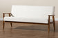 Stratton Mid-Century Modern Cream Boucle Fabric and Walnut Brown Finished Wood Sofa FredCo