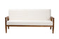 Stratton Mid-Century Modern Cream Boucle Fabric and Walnut Brown Finished Wood Sofa FredCo