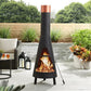 Stylish 67” Round Steel Chiminea with Powder-Coated Black Finish - Modern Design FredCo
