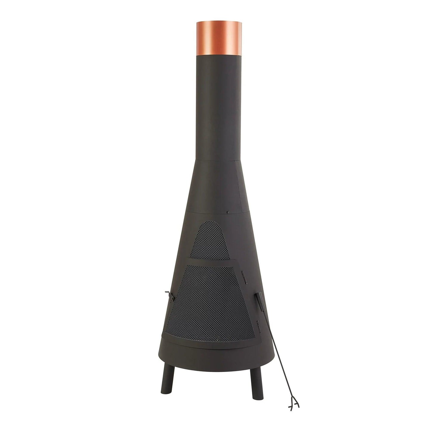 Stylish 67” Round Steel Chiminea with Powder-Coated Black Finish - Modern Design FredCo