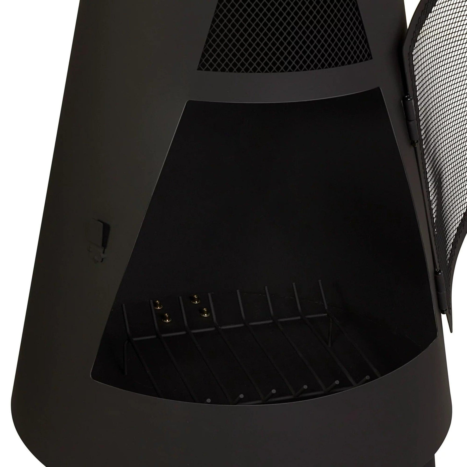 Stylish 67” Round Steel Chiminea with Powder-Coated Black Finish - Modern Design FredCo