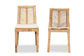 Suci Modern Bohemian Natural Brown Rattan 2-Piece Dining Chair Set FredCo
