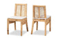 Suci Modern Bohemian Natural Brown Rattan 2-Piece Dining Chair Set FredCo