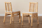 Suci Modern Bohemian Natural Brown Rattan 2-Piece Dining Chair Set FredCo
