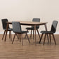Sugar Mid-Century Modern Dark Grey Fabric Upholstered Walnut Wood Finished 5-Piece Dining Set FredCo