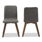 Sugar Mid-century Retro Modern Scandinavian Style Dark Grey Fabric Upholstered Walnut Wood Finishing Dining Chair FredCo