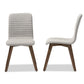 Sugar Mid-century Retro Modern Scandinavian Style Light Grey Fabric Upholstered Walnut Wood Finishing Dining Chair FredCo