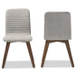 Sugar Mid-century Retro Modern Scandinavian Style Light Grey Fabric Upholstered Walnut Wood Finishing Dining Chair FredCo