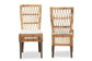 Sullivan Modern Bohemian Natural Brown Rattan 2-Piece Dining Chair Set FredCo