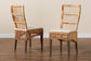 Sullivan Modern Bohemian Natural Brown Rattan 2-Piece Dining Chair Set FredCo