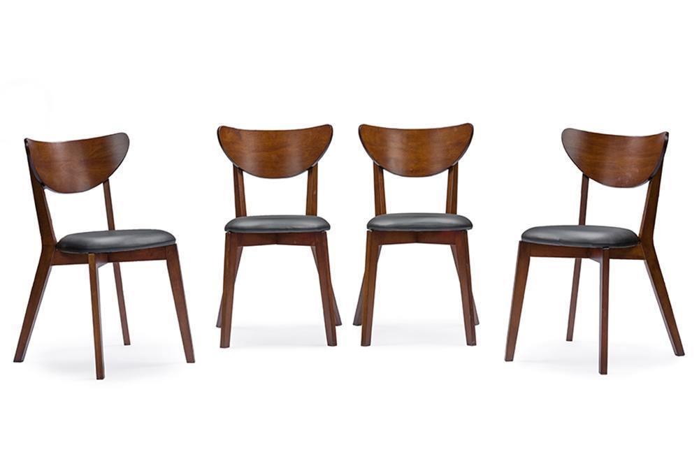 Sumner Mid-Century Style "Walnut" Brown 5-Piece Dining SetOne (1) Dining Table, Four (4) Dining Chairs FredCo
