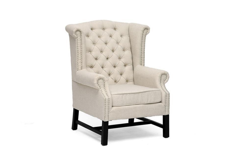 Sussex Beige Linen Club Chair FredCo